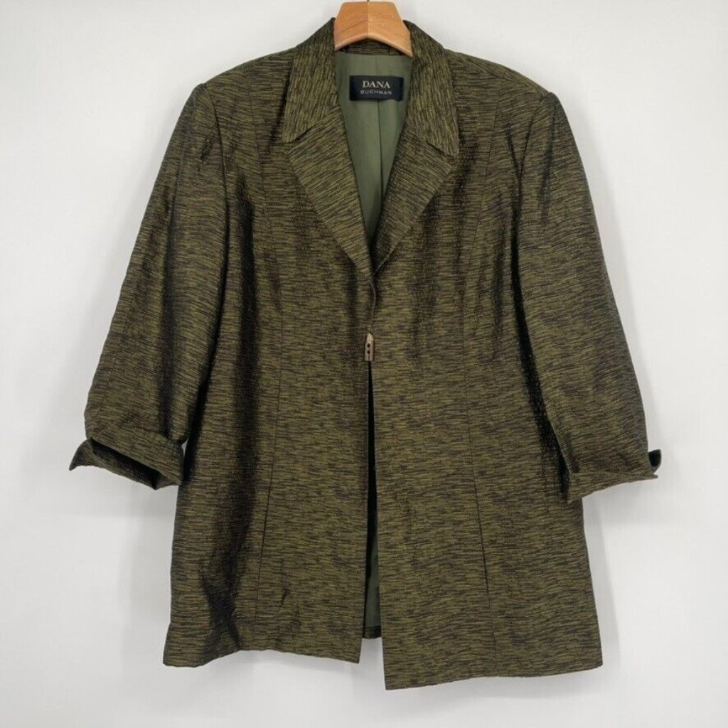 Dana Buchman Olive Green Textured Women's Blazer Jacket
